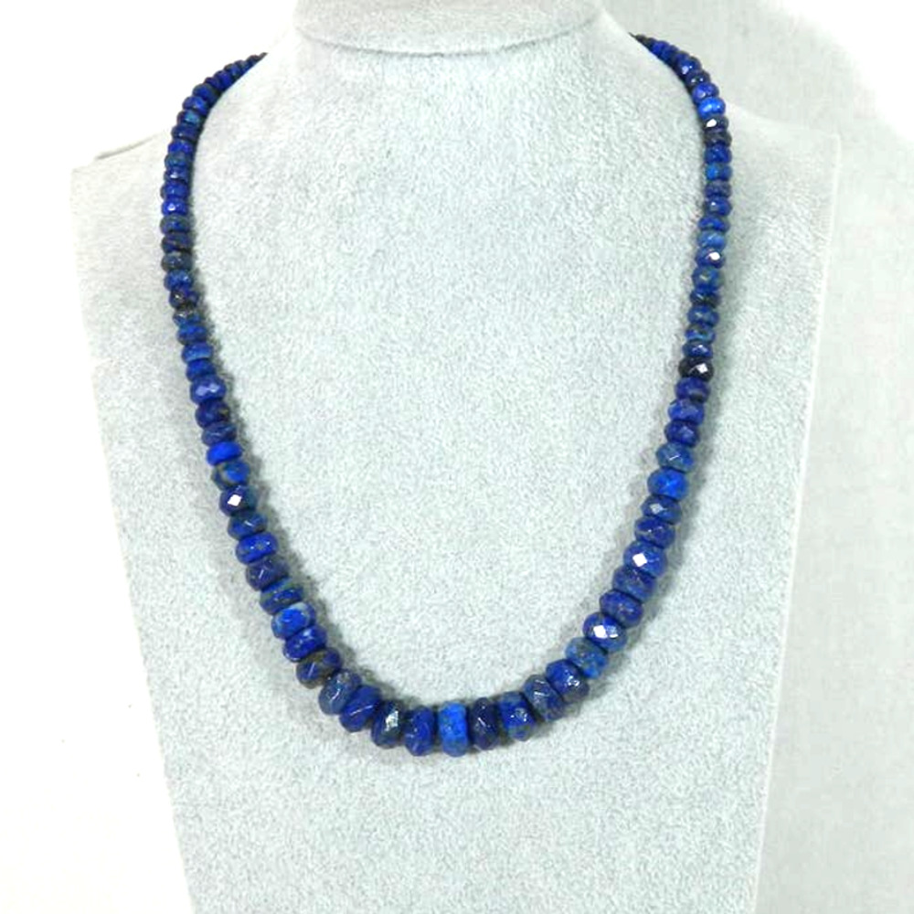 Lapis Jay King Faceted Graduated Bead Sterling Silver Necklace